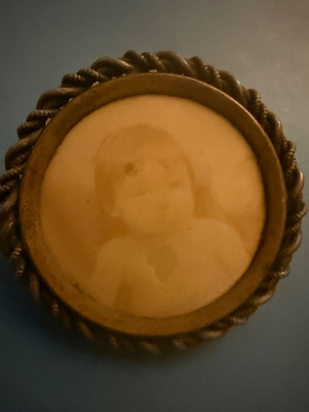 Classic Cream Cameo Brooch with Twisted Metal Frame